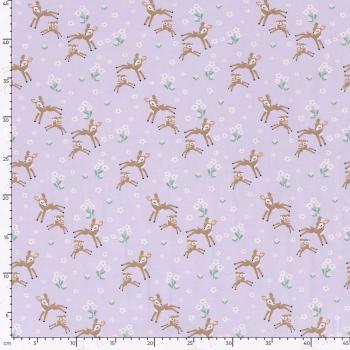 Preview: Baumwolljersey kleine Rehe auf Lavendel